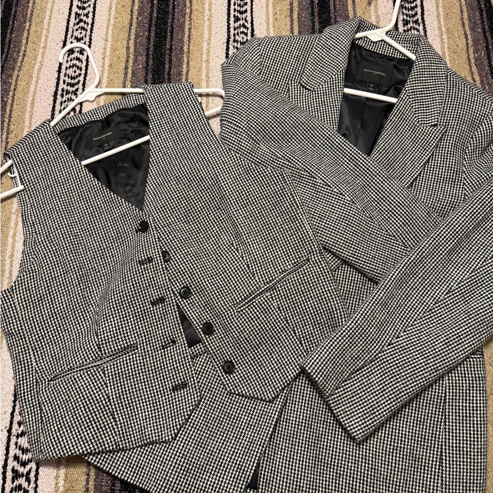 Banana Republic Black and White Checkered Blazer and Vest